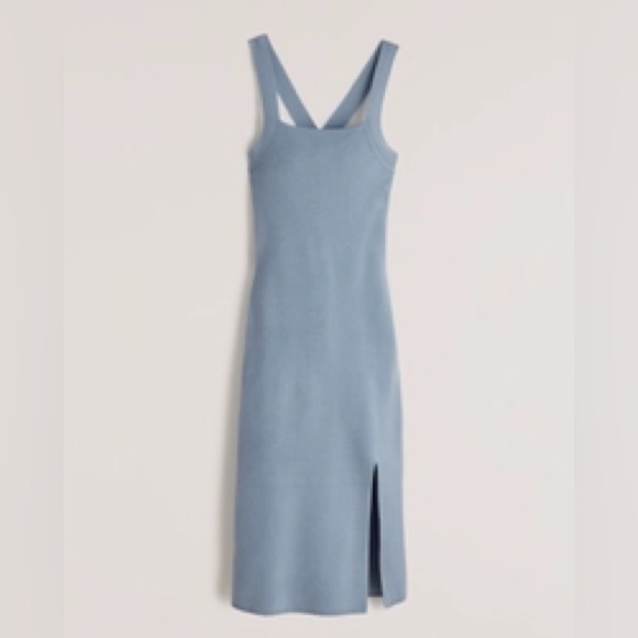 Abercrombie & Fitch Crossback Elevated Knit Midi Dress- blue - Picture 6 of 9